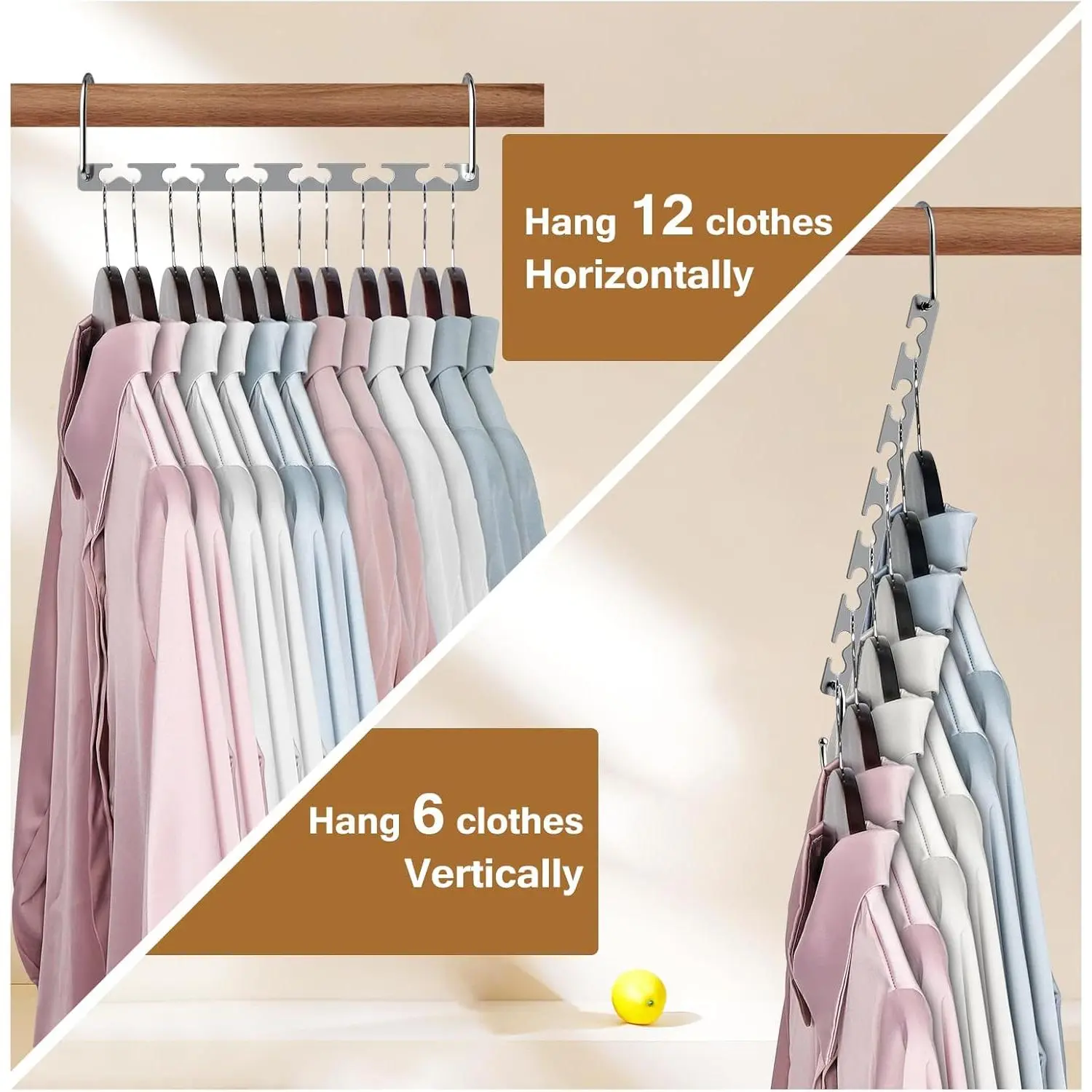Magic Clothing Sturdy Metal Hangers Wardrobe Closet Organizer Space Saving Hanger Pack of 6 Cascading Hangers