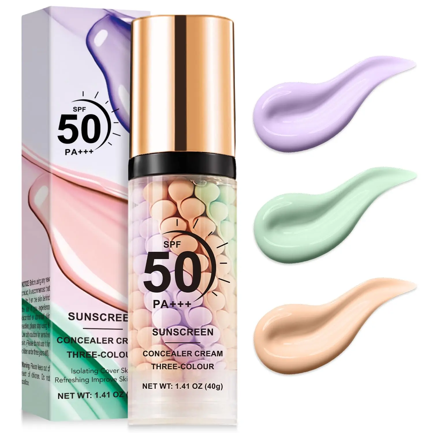 3 in 1 Color Correcting Serum,Face Before Makeup, Sunscreen One Step Makeup Primer,Isolation Cream,Color Correcting Facial Serum Oil Control & Moist (1PCS)urizing