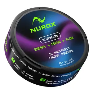 NUROX Nootropic Focus & Energy Pouches - Paraxanthine Focus Supplement, Nicotine-Free and Caffeine-Free, Clean Energy Dietary Supplement for Focus and Mental Performance, 20 Pouches per Can (12g)