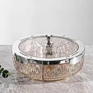 Transparent Glacier Design Fruit Tray with Multiple Compartments, Pet Material Sealable Container with Sealed Lid for Fruit Preservation & Display, Ideal for Snacks and Desserts