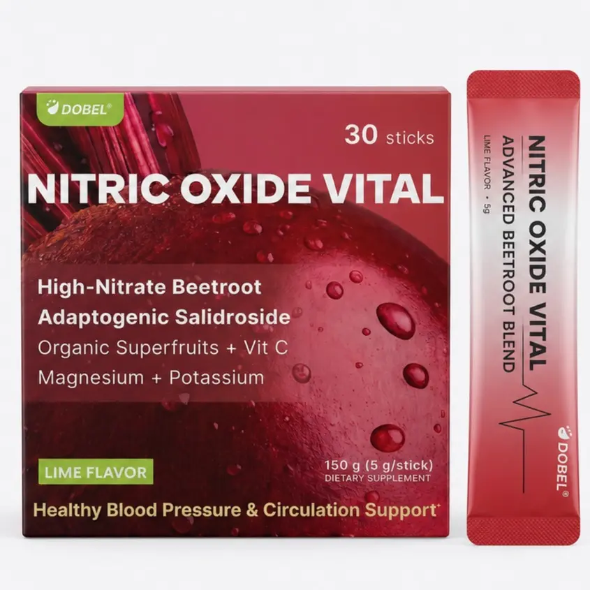 DOBEL Nitric Oxide Booster for Men & Women - Blood Flow Supplement - Beet Root Powder Drink Mix - 30 Stick Packs