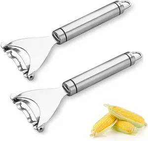 Ergonomic Corn Peeler and Stripper – 2PCS Stainless Steel Corn Thresher & Cob Remover Tool with Hand Protection