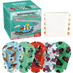 Adhesive Eye Patches for Kids with Lazy Eye, 30+3 Bonus Patches,Adhesive Bandages for Amblyopia 5 Fun Boys Designs (Regular Size)