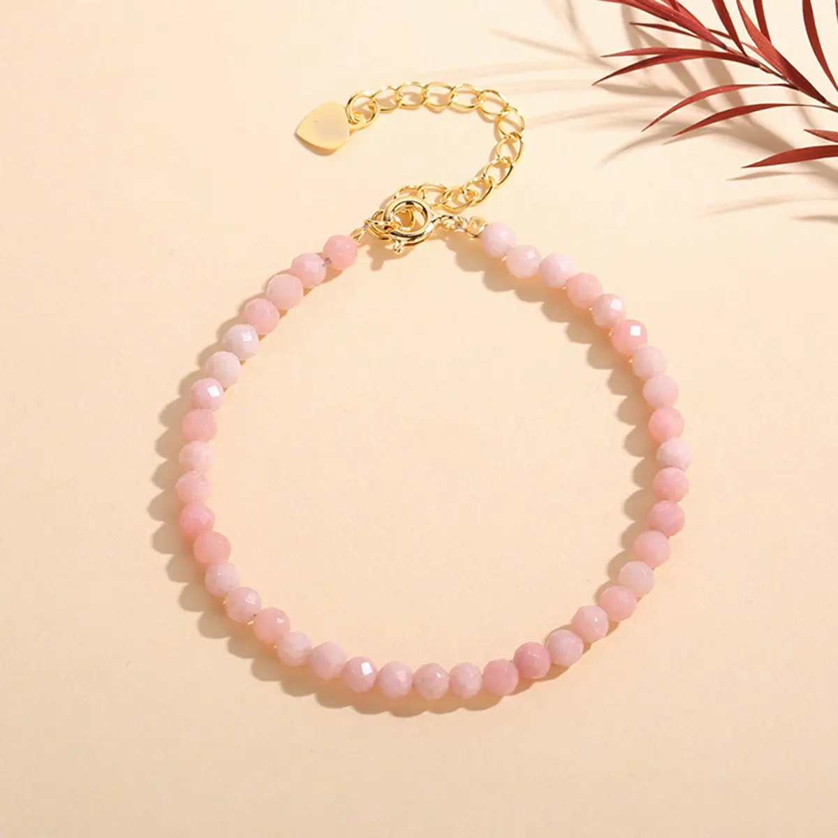 Dainty Pink Opal Bracelet for Women, Adjustable 3mm Beaded Jewelry for Divine Feminine Energy, Youth & Anxiety Relief, 3Mm Beads, Crystals, Pink Crystal Bracelets & Bangles, Stress Mood Bracelets & Bangles