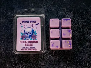 Wicked Waxes Spellbound Bliss Soy Wax Melts Peach Cherry Blossom Scent 6 Cubes Natural Soy Wax Phthalate Free Fragrance Oils Handmade Candle Decor