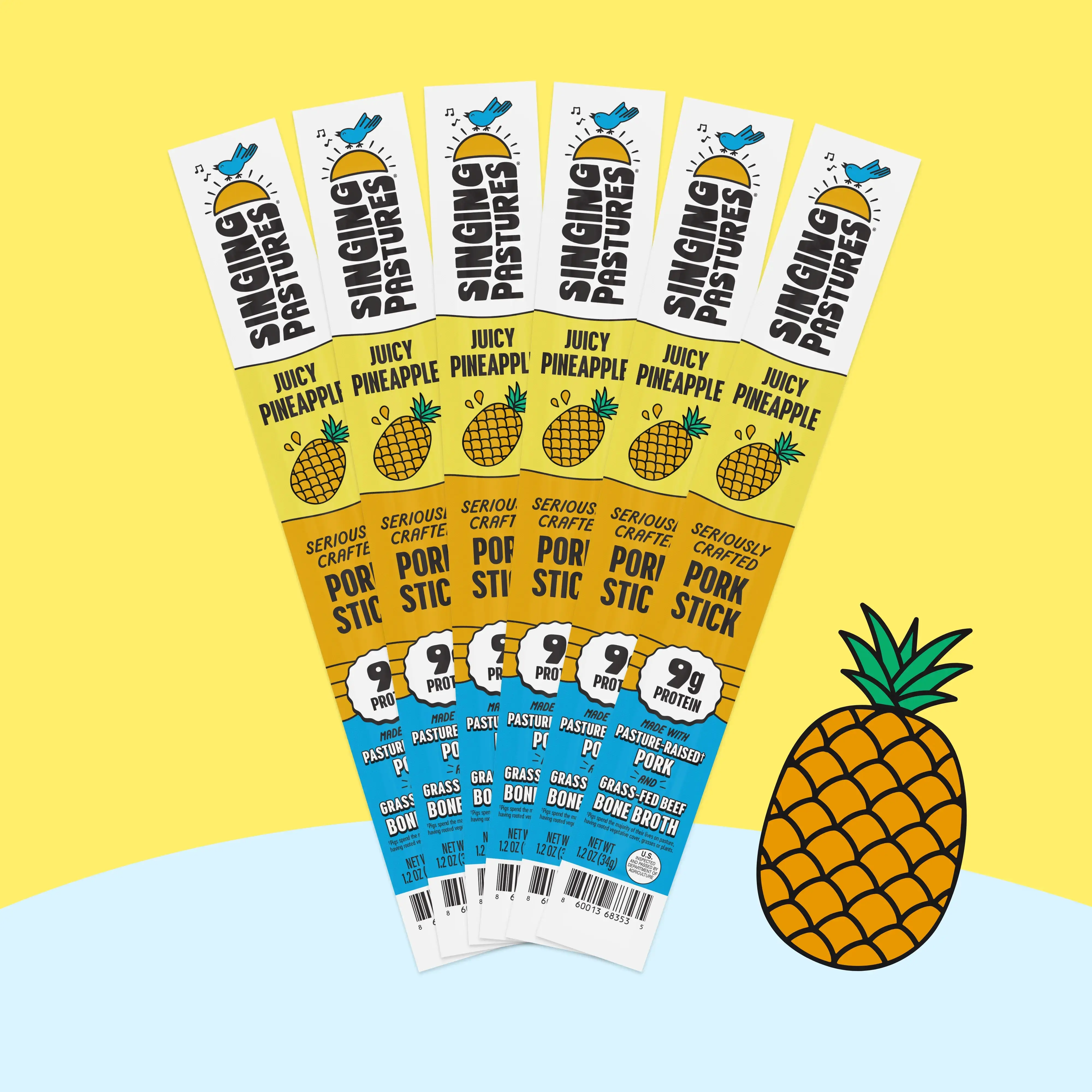 Juicy Pineapple Pork Sticks - Blended with Bone Broth - 9g Protein