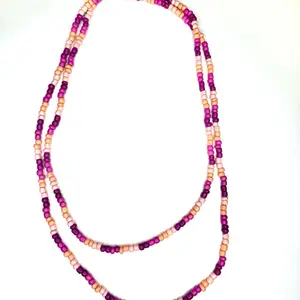Handmade Multi-Style Glass Seed Bead Necklace 42" Strawberry Cream Glow pink soft yellow vibes Versatile Lightweight Comfortable Everyday Wear 6mm Beads