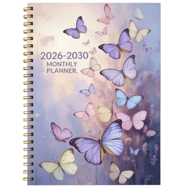 2026-2030 Monthly Planner/Calendar, 5-Year Monthly Planner, Yearly Planner, Butterfly Floral Notebook, Annual Calendar Planning, 60-Month Calendar, 5.5 inches x 8.3 inches, 71 Sheets/142 Pages Paper, Calendars Planners, Office Stationery Supplies