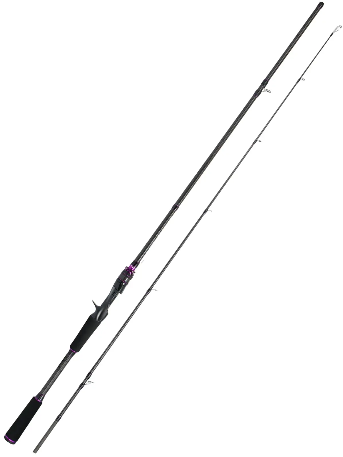 【Summer Wins】Jenseits Purple Carbon Fiber Casting Rod - 7' Portable 2-Piece Outdoor Fishing Supply, Saltwater Rod with Resistant Guides, Cork/EVA Grip for Bass Fishing, Outdoor Fishing Supplies, Saltwater Rods