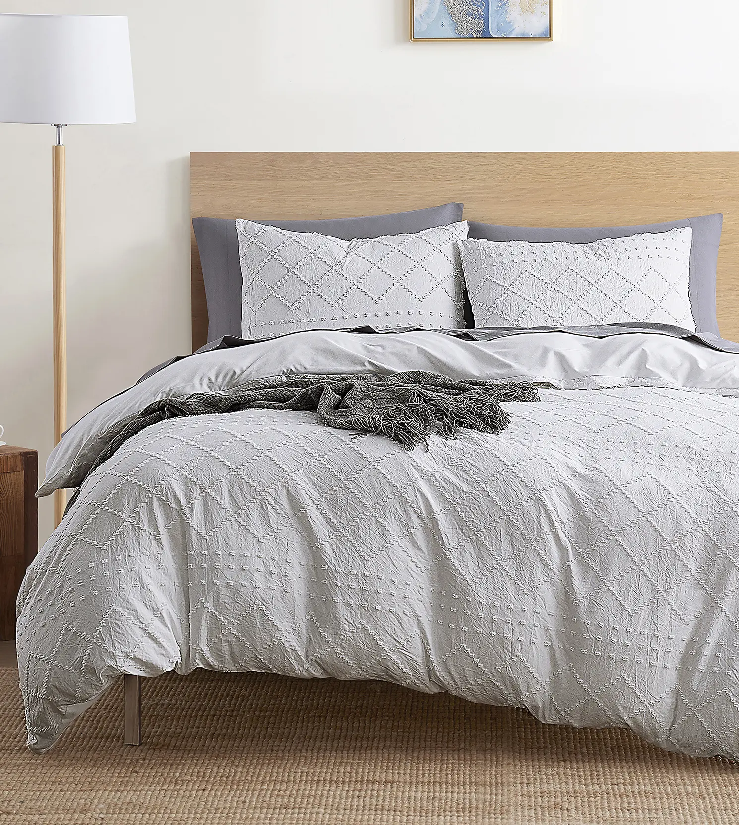 NESTL Boho Microfiber Duvet Cover Set - 3-Piece Tufted Chenille Bedding with Zipper Closure, Soft & Breathable, Includes Pillow Shams (Comforter/Insert Not Included), Microfiber Bed Set, Bedding Sets