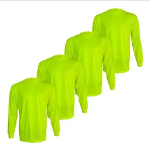 Safeguard Men's Dry-Fit Birdseye Breathable Safety Color Round Neck Longsleeve Work Shirt, 2- or 4-Pack (Lime/Orange) for Outdoor Menswear