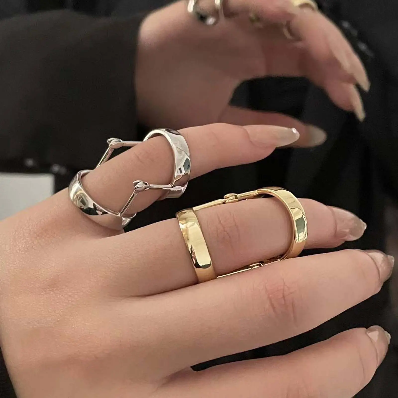 Silver Bendable Knuckle Ring, Adjustable Stacking Ring with Bendable Fit, Fashion Jewelry Accessory for Artificial Gemstone Jewelry Collections, Adjustable Rings