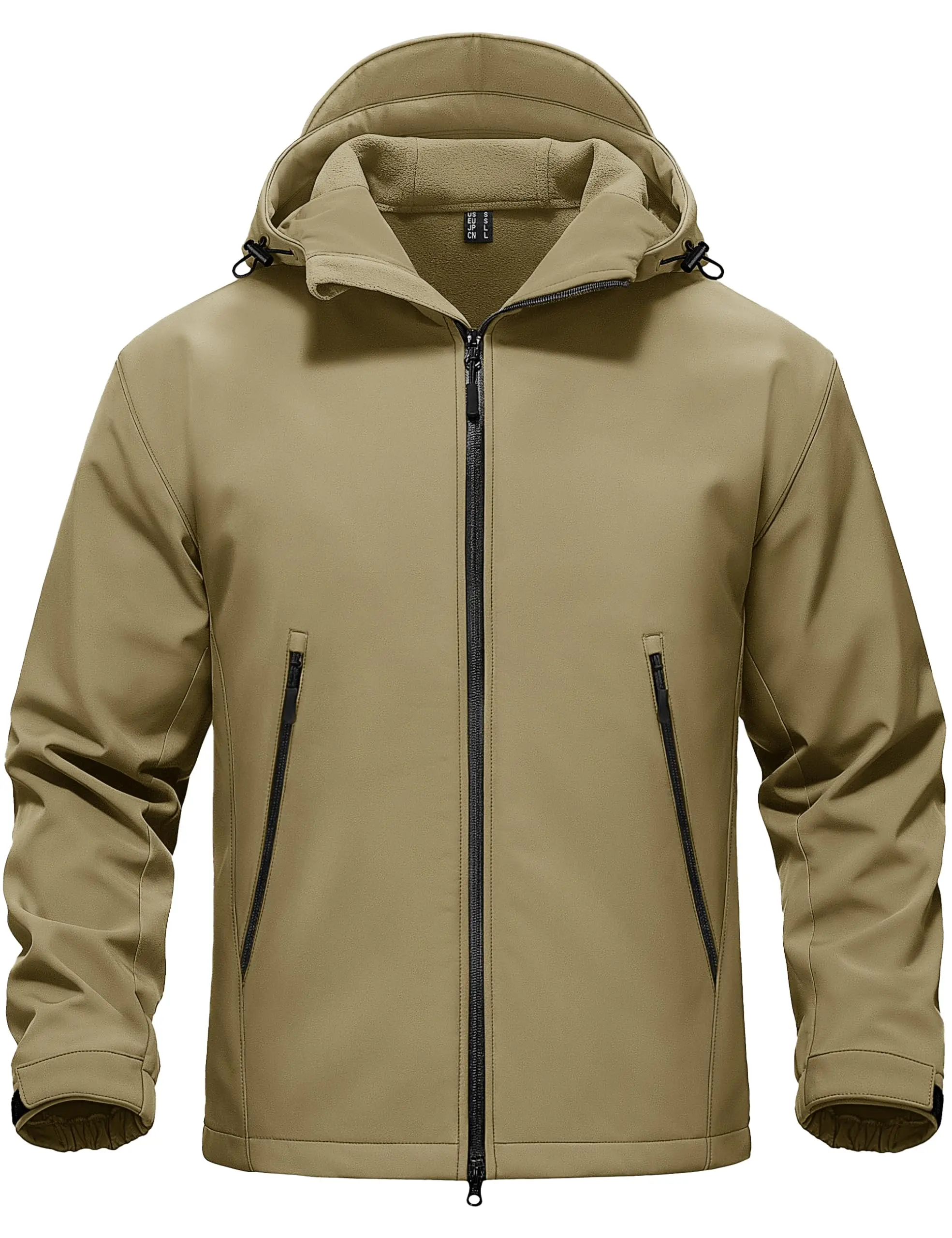 Men's Hooded Softshell Jacket Waterproof Windproof Winter Coat | Lightweight Breathable Fabric, 2Large  Pockets, Fleece Lined, Windbreaker for Hiking, Travel and Camping