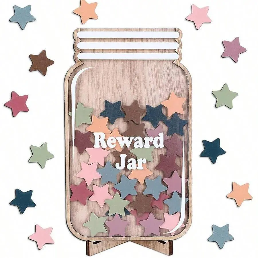 Star-Shaped Reward Jar, 25 Pcs/Set Colorful Star-Shaped Reward System, Self-Discipline Reward Jar, Home Decor, Classroom Decoration, Classroom Reward Supplies, Gift for Kids