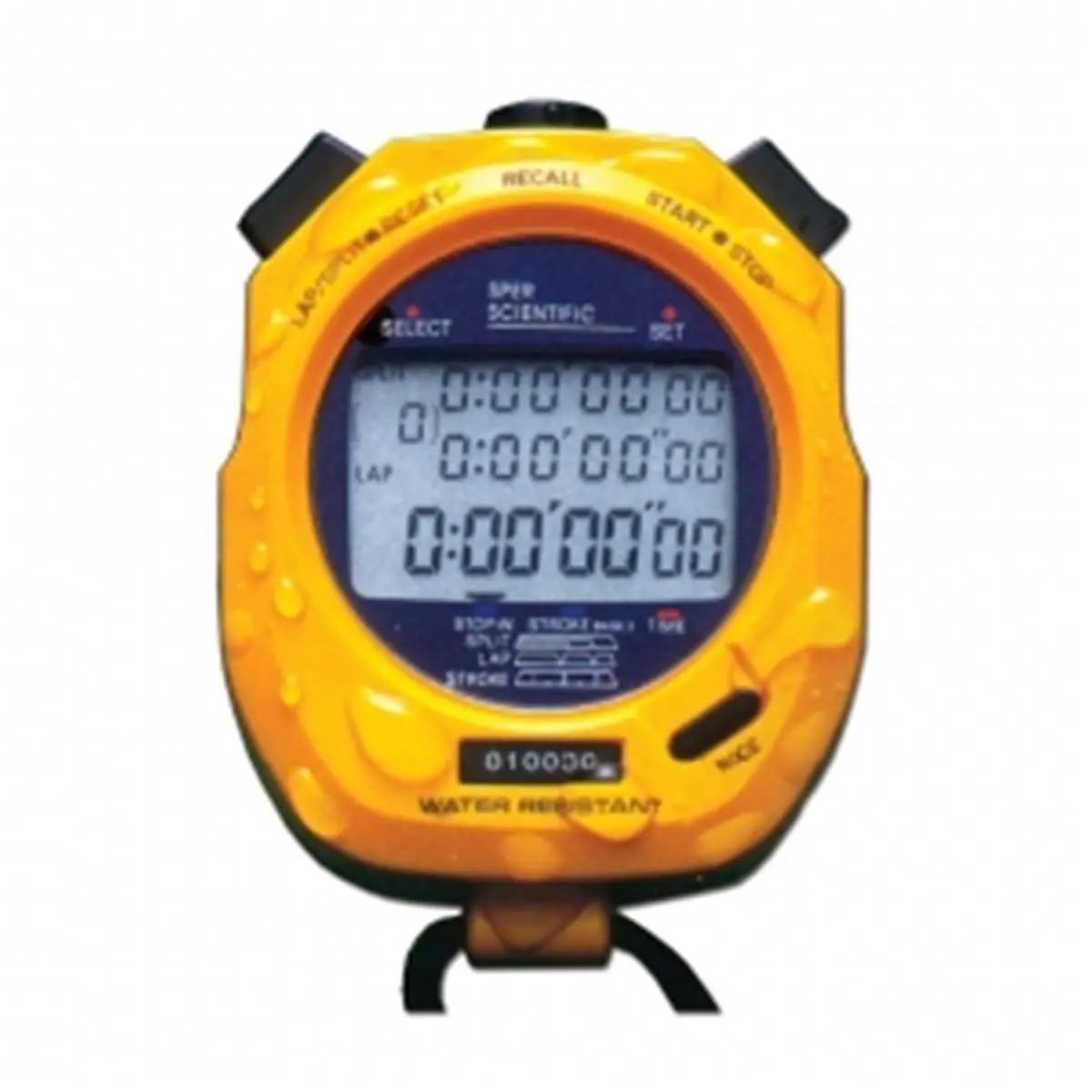 Sper Scientific Digital Electronic Stopwatch, Speed Calculating Timer with 500 Lap Memory, Water Resistant Sonically Welded Case, 5 Timing Modes, LCD Contrast Adjustment, Clock, 3.25 X 0.34 X 2.5 In, Digital Watch, Lcd Screen, Work, Unisex, Compact, Large