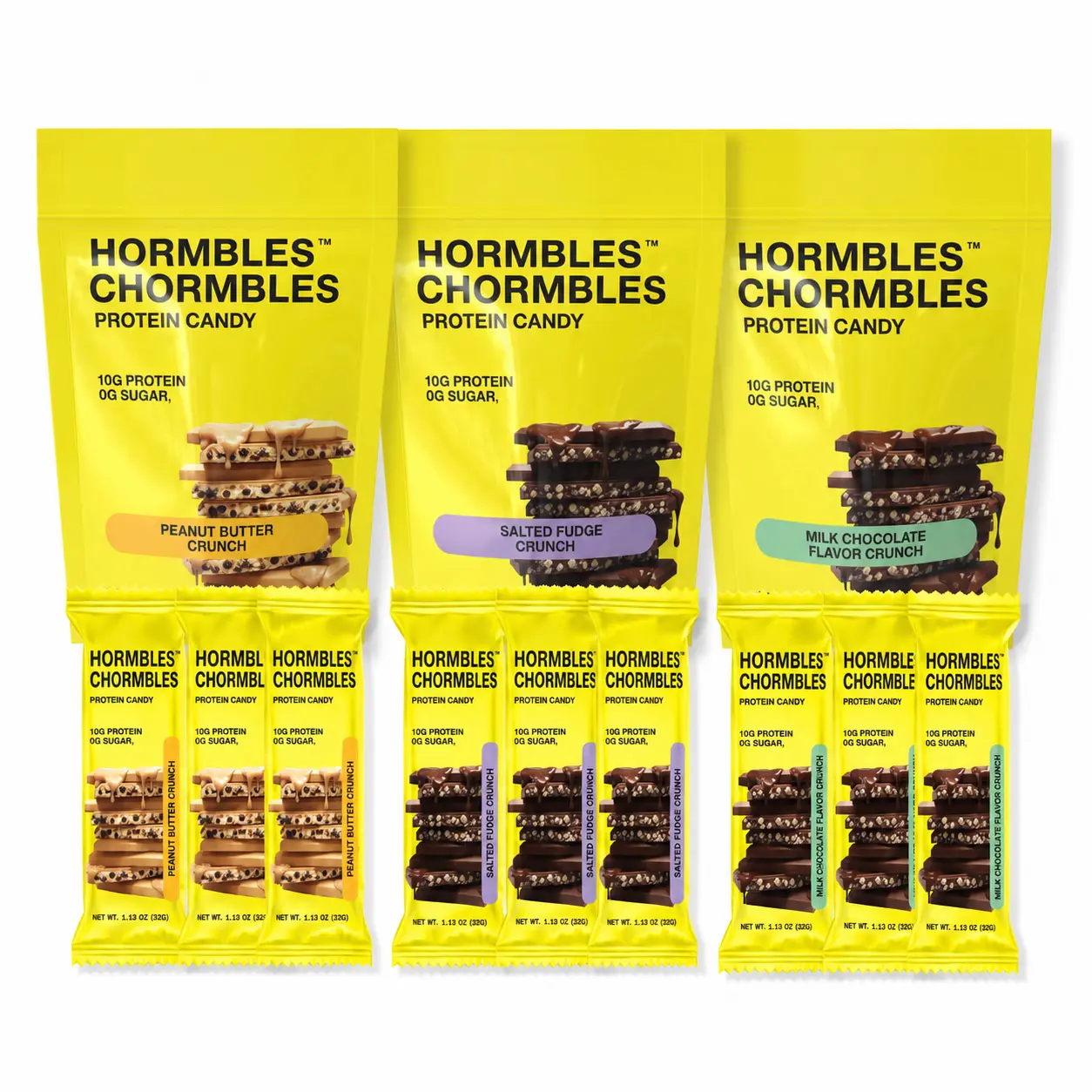 Hormbles Chormbles Protein Candy - Ultimate Minis + Bars Variety Bundle: All 3 Flavors (10g Protein, 0g Sugar) - 3 Bags + 9 Bars