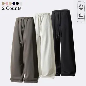2pcs Autumn Winter Unisex Casual Loose Fit Sweatpants Trousers Suitable For Commuting Outdoor Wearing College Style