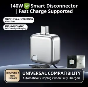 140W Physical-Disconnect Battery Guard - Auto & Self-Eject Electronic Charger with Smart Auto-Stop, Anti-Overcharge Protection for Smartphone, Laptop, Device & Cable (Safe Overnight Charging)