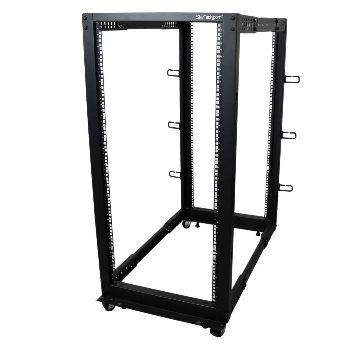 StarTech 25U Flat Pack, Adjustable Depth, Open Frame 4-Post Server Rack, Heavy-Duty Server Racks for Data Storage & Network Equipment, Metal Frame