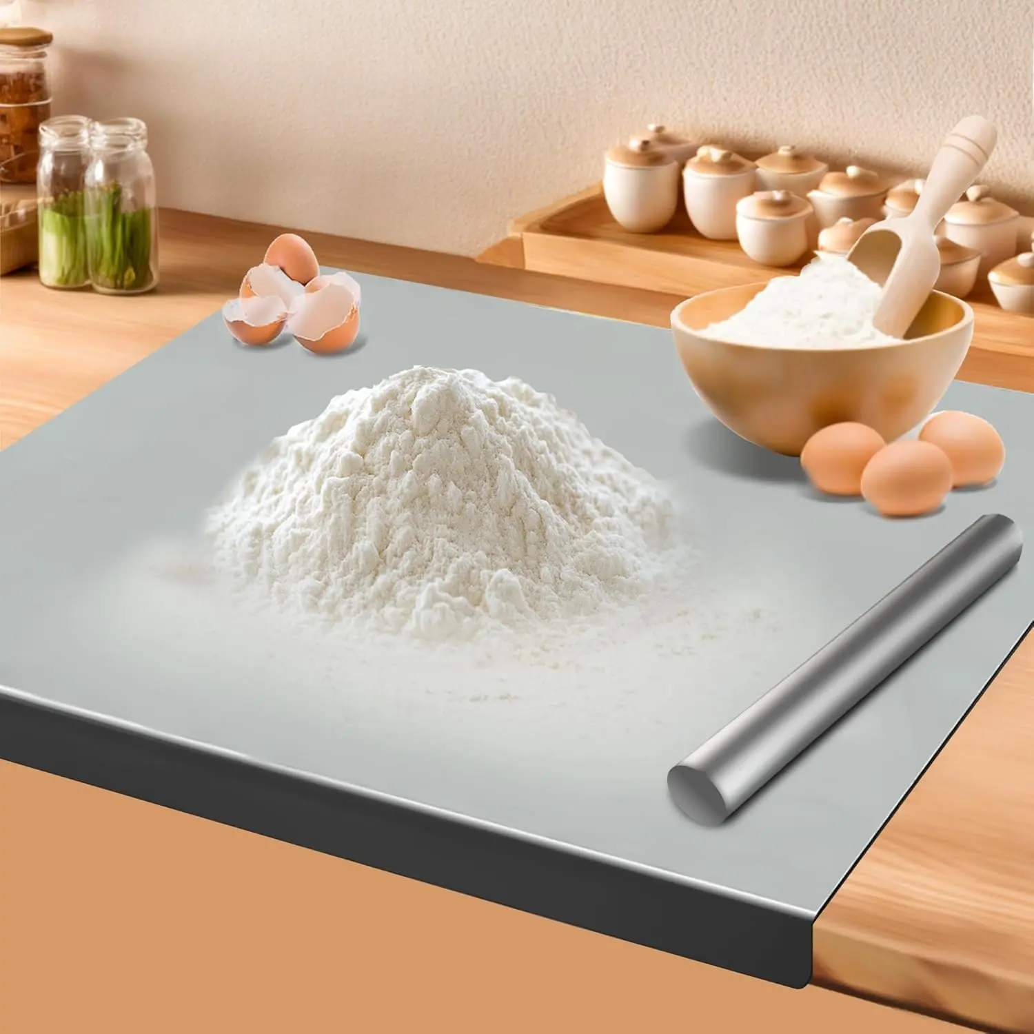 Heavy Duty Extra Large Commercial And Household Kitchen Cutting Board with Stainless Steel Countertop. Easy to Clean And Store, Suitable for Restaurants, Catering Establishments, And Homes. It Is an Excellent Christmas And Halloween Gift for Women