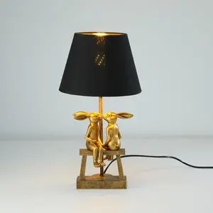 Kissing Bunny Lamp Resin Gold Rabbit Table Lamp,Bedroom Bunny Night Light, Energy Efficient Nightstand Lamp,as Present for Belover