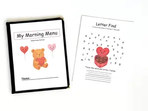 Valentines Preschool Morning Menu with 18 Activity Pages Toddler Busy Book for Independent Learning and Homeschool Curriculum