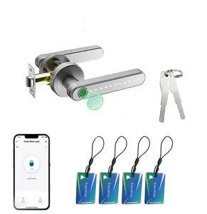 Smart Door Lock with Knob, Keyless Entry Door Locks withHandle, Fingerprint Door Knob forBedroom/FrontDoor,Generate Passcode Remotely room officeBiometric deadbolt palm camera Door Lock with BLE passwordauto touch home stopper keypad code, Sliver