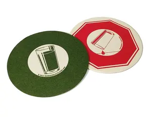 Flipserve™ Tableware Drink Coasters - "Cocktails" Red Stop, Green Go - 4" Round - Pack of 100