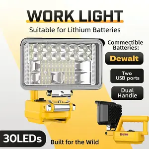 LED Spot Light, Cordless LED Lamp, 4 Inch, Fits 20max Battery, Dual USB Charging, Camping, Car Repair, Emergency, Outdoor Fishing
