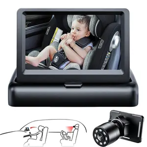 Car Mirror, 4.3'' HD Night Vision Function Car Camera Display, Safety Car Seat Mirror Camera Monitored Mirror with Wide Crystal Clear View, Aimed at rear seats, Easily Observe The passenger’s Move