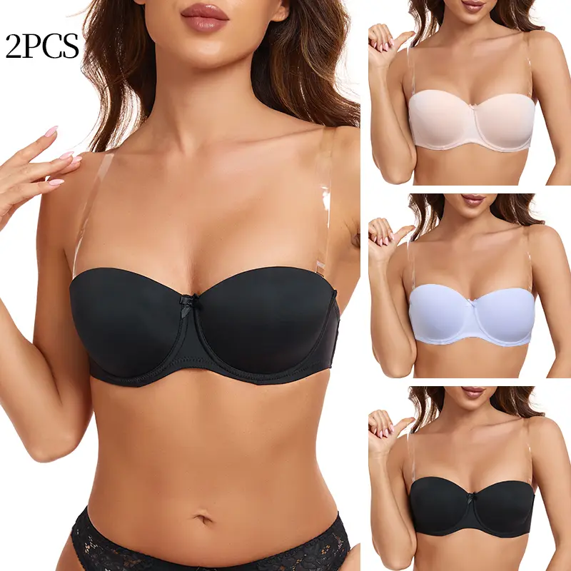 2PCS Women's Seamless Non-Slip Shaping Strapless Bra,Invisible Push Up Support Bra for Women, Off-Shoulder & Backless Outfits, Daily Wear, Dates,Bridal, Evening Gowns