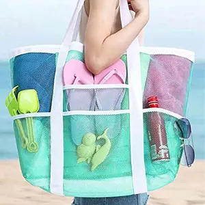 Mesh Bag Tote for Women & Men, Mesh Beach Tote for Toys, Sand & Water Proof