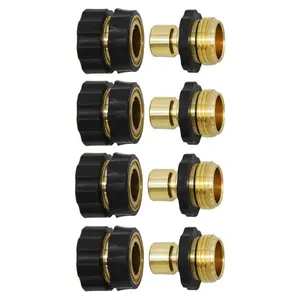 Hose Quick Connector, 3/4 Inch Male and Female Hose Fitting Quick Connector Rubber Washers Leak Proof Durable Aluminum, 6 Set