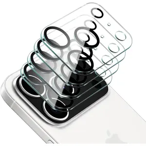 Set of 4 Camera Lens Protectors for Iphone 17 Pro Max, 17 Air, 17 Pro, 16, 15, 14, 13, And 11. Made from 9H Tempered Glass, These Additions Offer HD Clarity, Scratch Resistance, And Full Shockproof Protection
