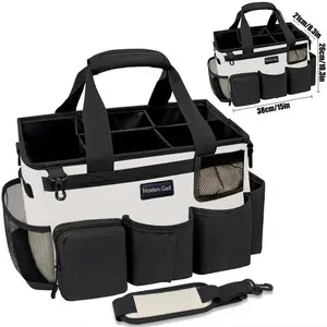 Portable Large Capacity Wearable Cleaning Bag Cleaning Supplies Handbag Adjustable Cleaning Storage Bag Storage Bag Aluminum Mesh Pad Strap