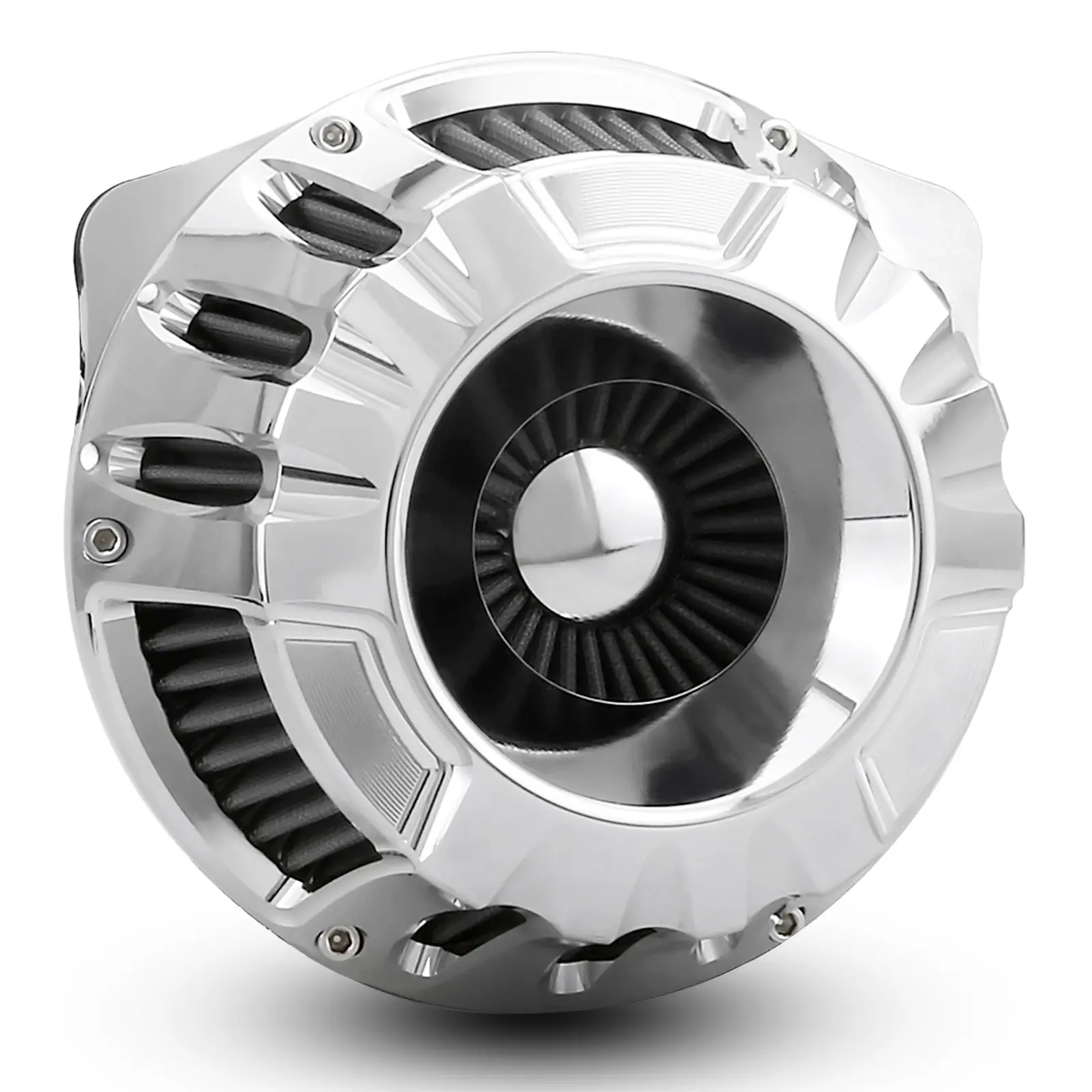 Screamin Chromed High Flow Air Cleaner Kits, Billet Aluminum Performance Air Filter for Harley Davidson 2009-2013 FLHTCUTG Tri Glide Ultra Classic & 2016-2017 FLSTC Heritage Softail Classic - Motorcycle Parts Accessories