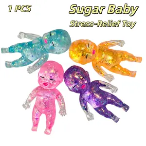 Glitter Soft Gel Baby Squishing Toy, Sugar Baby Stress Relief Toy, Stress Relieving Accessory, Slow Rebound Fidget Fun, Sensory Calm Tool, Anxiety Relief, Desk Decor, Perfect Gift