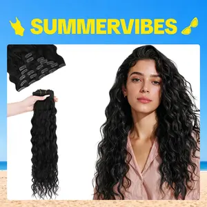 GOO GOO Hair Extensions Elf Curl Clip in Human Hair Extensions, 7pcs/9pcs 18-24inch curly hair，Elf Curl Clip in Human Hair Double Weft Natural Curl Hair Full Head for Women