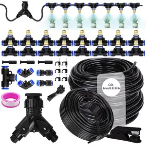787.4 inch 5/8 Mm Atomizing Nozzle, Brass Atomizing Nozzle, Double Outlet Faucet Interface Watering System, Atomization Cooling System 360 degrees, Suitable for Garden Irrigation Spray Cooling, Garden Hose Connectors