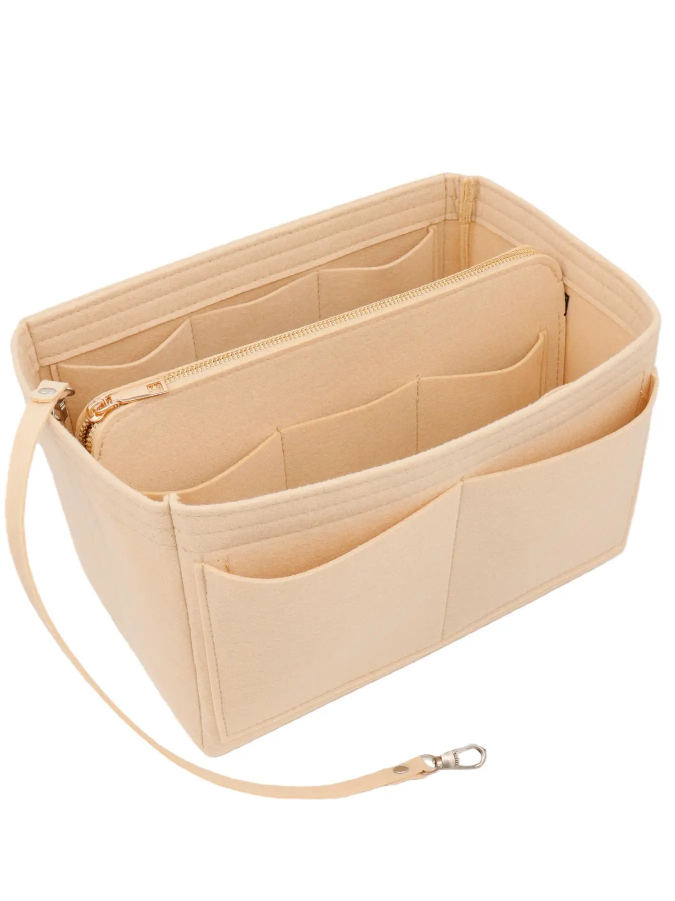 Solid Color Felt Handbag Insert Organizer, Portable Makeup Bag Insert Storage Bag, Travel Bag Organizer, Zipper Organizer, Bag Accessories for Women & Men, Travel Organization Pouch, Organizing Pouch, Travel Organizers