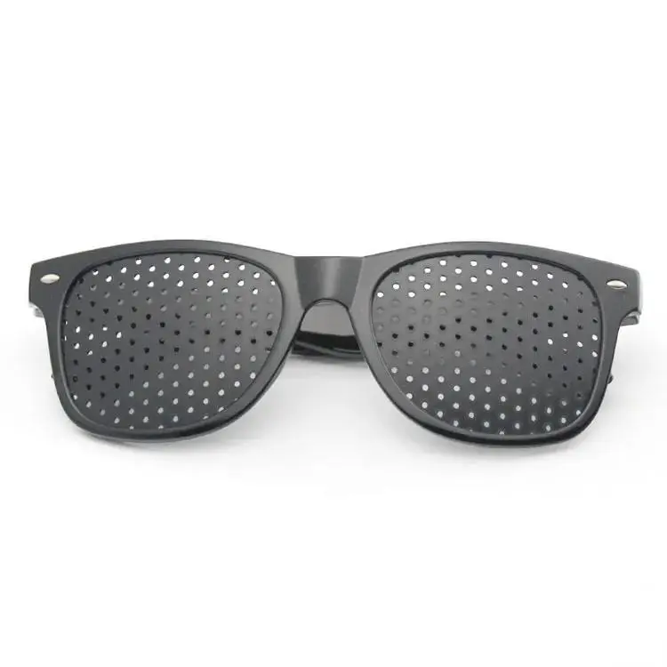 Perforated Glasses with Matte Black TR90 Frame, Unisex Lightweight Design for Vision Training and Eye Strain Relief, Adjustable Silicone Nose Pads, Polymer Shatterproof Non-Prescription Glasses, Glasses For Women
