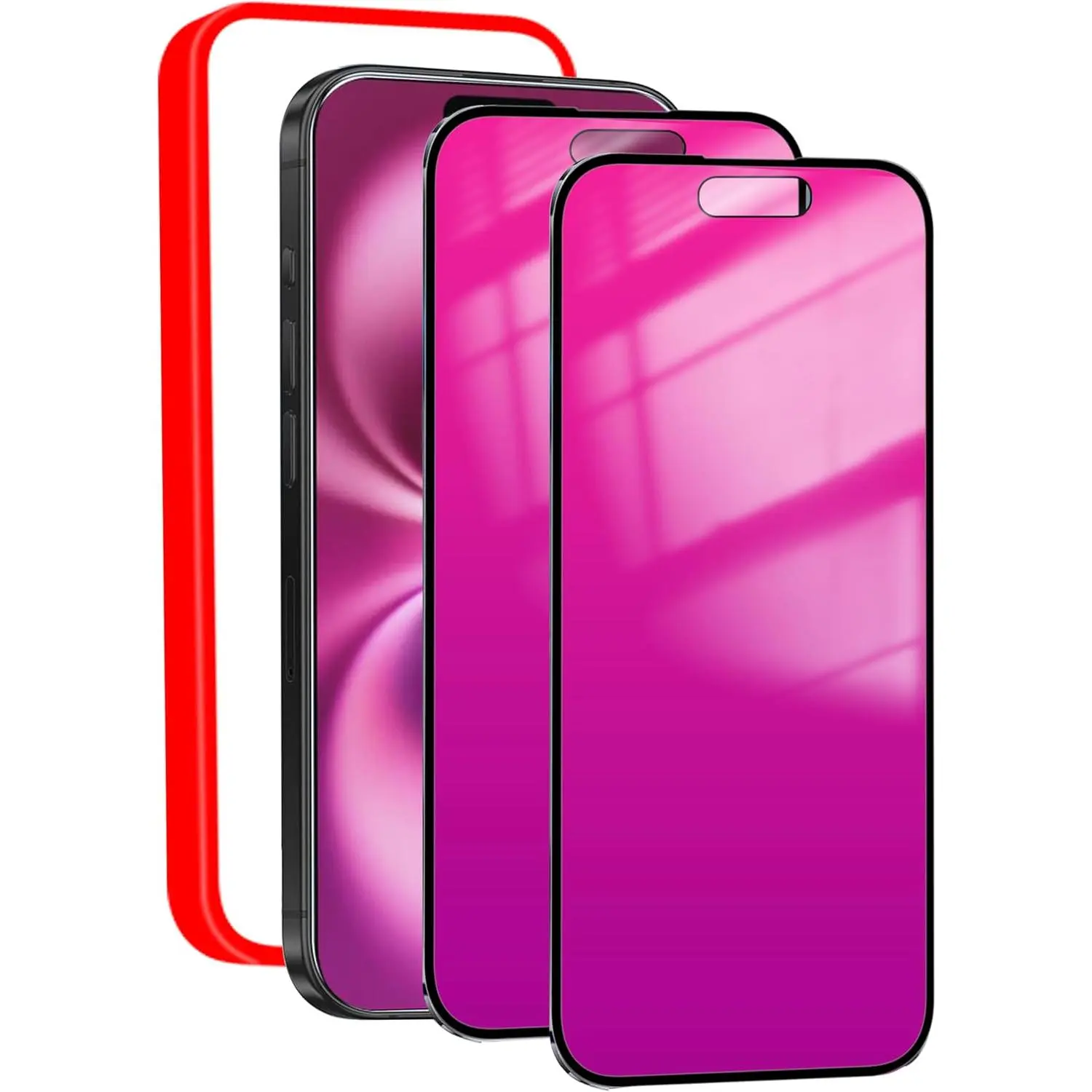 2 Pack  Screen Protector for  16 Plus Anti-Spy Tempered Glass Gradient Colorful 16Plus Mirror Effect Full Coverage Anti Bluelight Anti-Bubble Alignment Frame 6.7 Inch ()