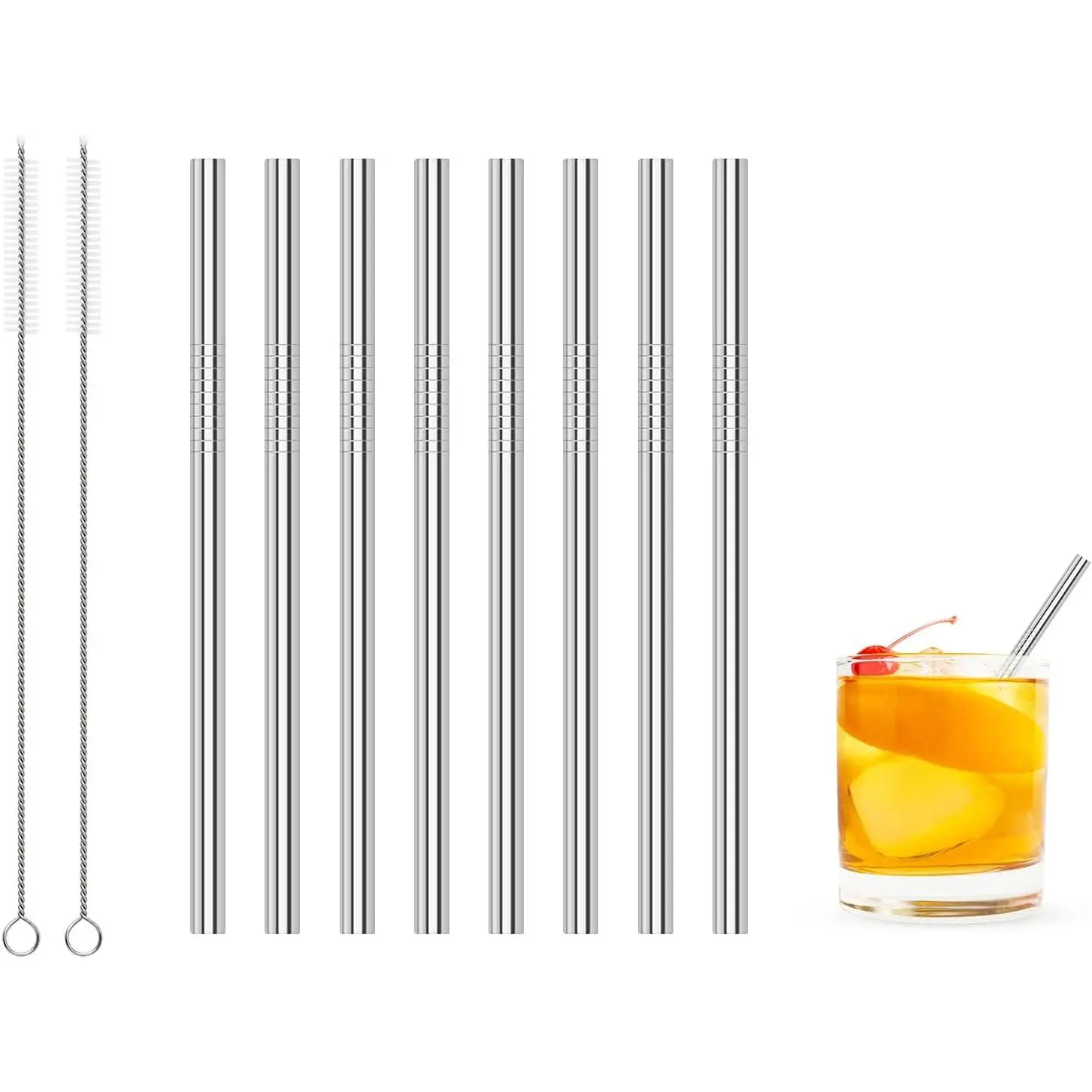 Glossy Stainless Steel Short Utensils Straws, 6 mm x 5.5 Inch Small Disposable-Alternative Drink Straws for Kitchen, Bar Use