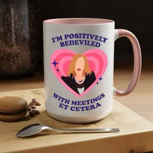 Funny Work Quote Coffee Mug – Positively Bedeviled With Meetings Mug – Office Humor Gift