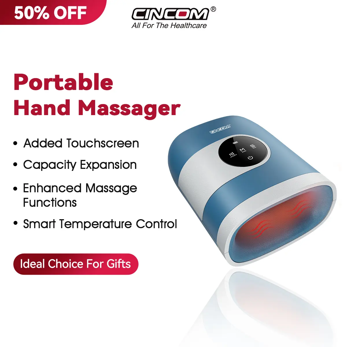 CINCOM Upgraded Hand Massager, Cordless Finger Soother with Comfort Warmth, Customizable Settings, Rechargeable, Provides Soothing Relaxation, Wonderful Gift for Loved Ones,dorm essentials