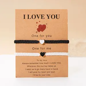 2-piece colorful heart-shaped beaded couple bracelets, adjustable friendship bracelet set, perfect for couples and friends.