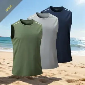 3 PIECE SET Men's Sports Solid Color Tank Top Outdoor Fitness, Quick Drying, Lightweight, Ice Silk, Breathable, Fitted, Stretchy Training Sleeveless Top for Summer solid color vest lightweight stretch fathersdaygift