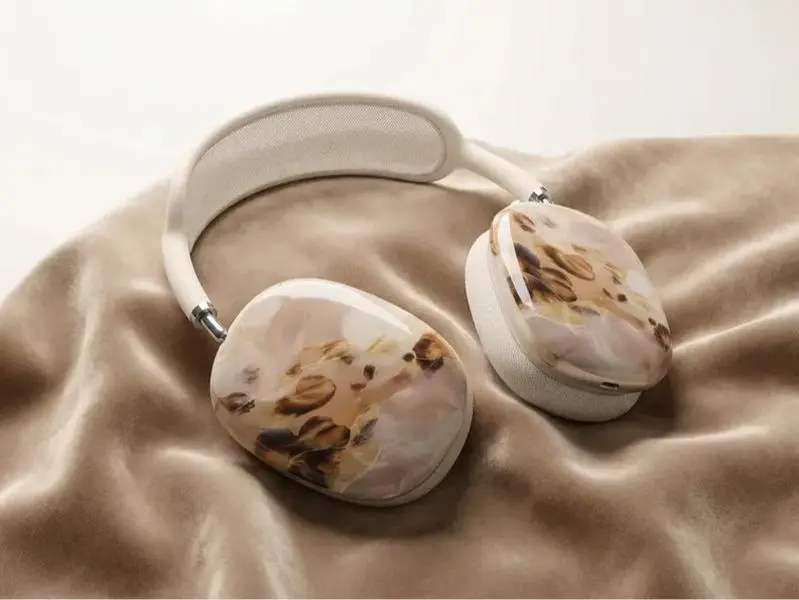 Custom Tortoiseshell Vintage Floral Sunflower AirPods Max Cover - Personalized Monogram Skin, Protective Ear Cups Headphone Case, Audio Noise Cancellation Travel Accessory Gift Idea for Her, Durable