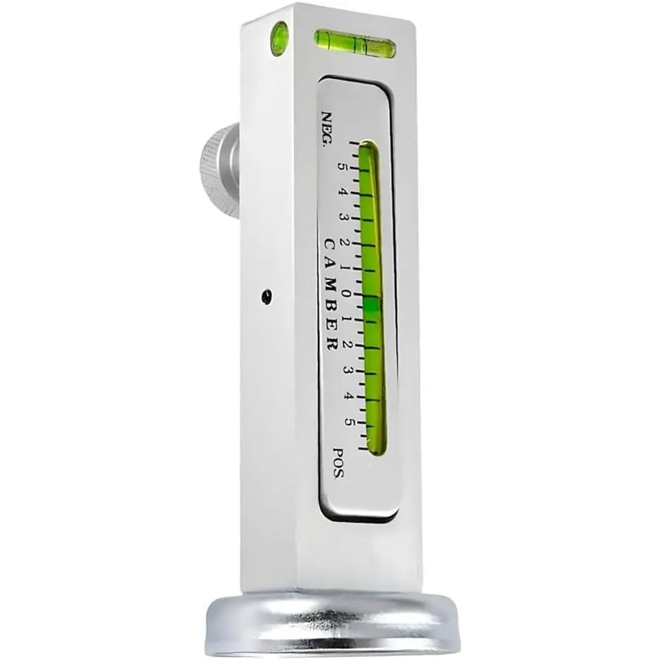 Car Adjustable Magnetic Gauge Tool, Vehicle Wheel Camber Castor Pillar Strut Alignment Tool, Magnetic Automotive Castor Gauge, Universal for Truck SUV RV Tyre Repair (Silver)