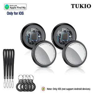 Summervibes TUKIO Air Tags 4er Pack Schwarz Smart Key Finder Compatible with Apple Find My App iOS Only Airtag for Keys/Baggage Tracker with Replaceable Batteries Small Electronics Tracker